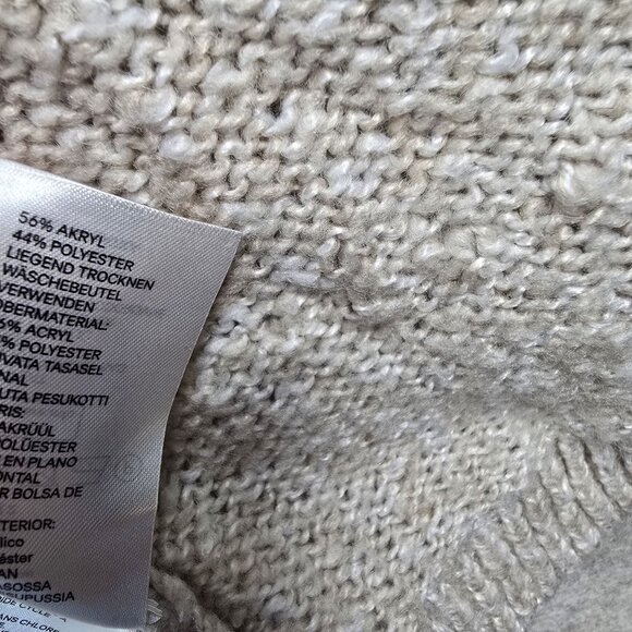 H&M Fringe Knit Sleeveless Cardigan Beige Acrylic Blend XS Layered Boho Vest - Picture 5 of 9